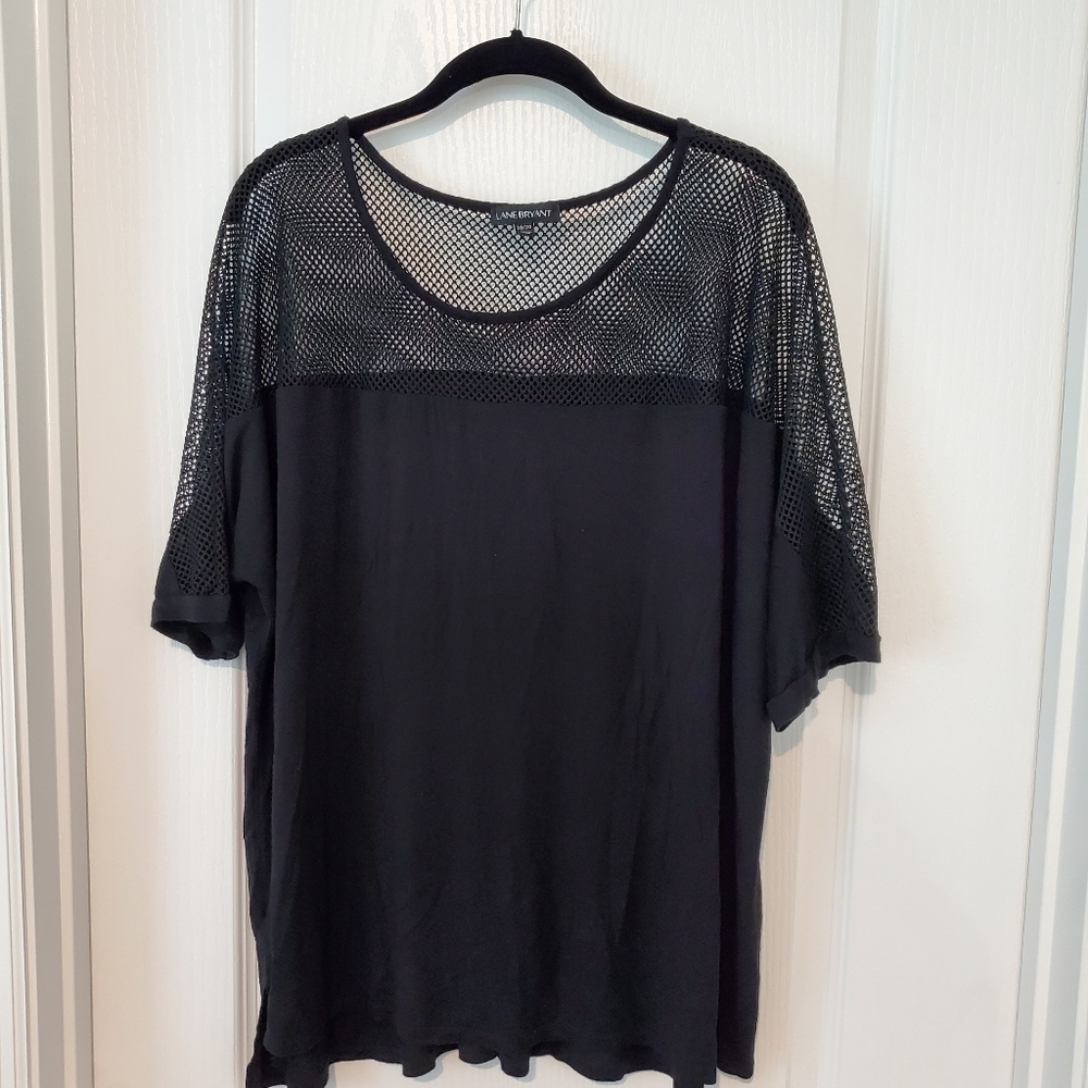 Black half fishnet top